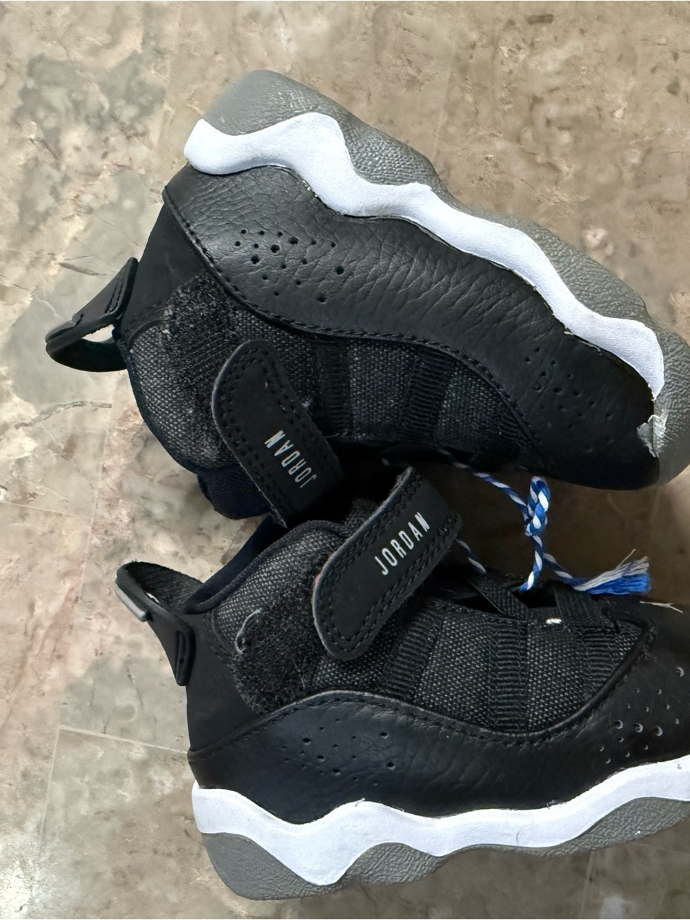 Jordan Kids Black and White Velcro Basketball Sneakers